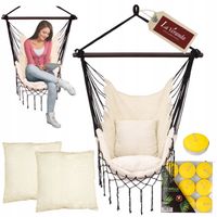 Fotel BRAZYLIJSKI Wiszący Hamak Krzsło 2 Poduszki BUJAK Huśtawka Wygodny
