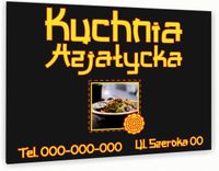 nadruk UV TABLICZKA reklamowa nierdzewna KUCHNIA AZJATYCKA dibond 40x30