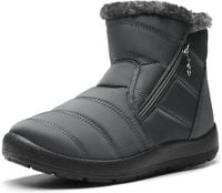 Śniegowce damskie buty zimowe ciepłe wodoodporne szare futerko rozm 37