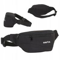 Saszetka nerka biodrowa czarna męska młodzieżowa pasek zamek dwukomorowa