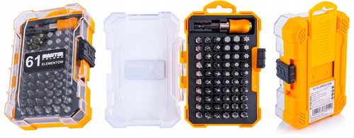 Zestaw Bitów Końcówek Do Wkrętarki Bity 61 Elementów Walizka na Arena.pl