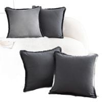 Zestaw 4 Poszewek Bawełna 55x55 Szary z Frędzlami Styl Boho Dekoracyjne