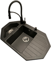 Zlewozmywak narożny ANTILA grafit + bateria NEXO + dozownik