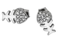 Eleganckie rodowane srebrne kolczyki ryba rybka fish białe cyrkonie srebro 925 K2228