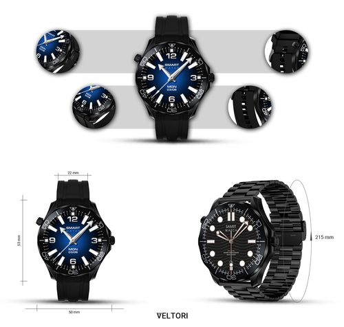 Smartwatch Veltori VT150-1 Czarny Pasek Silikonowy + Czarna Bransoleta na Arena.pl