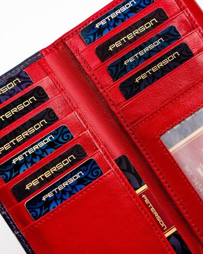 pojemny, skórzany portfel damski na zatrzask i suwak - peterson na Arena.pl