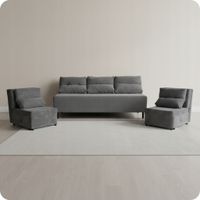 Zestaw KIMO funkcja spania sofa fotele Family Meble c. szary Anafi sztruks