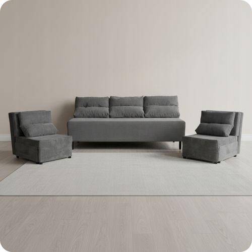 Zestaw KIMO funkcja spania sofa fotele Family Meble c. szary Anafi sztruks na Arena.pl