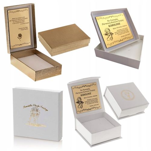 ZŁOTY NASZYJNIK KOMUNIJNY Z KRZYŻYKIEM 18K ŁAŃCUSZEK ZAWIESZKA + GRAWER na Arena.pl