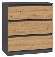 Komoda 3 Szuflady 70 cm Antracyt + Artisan MALWINA TS - 5 Kolorów