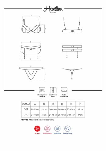 heartina komplet czerwony s/m obsessive na Arena.pl