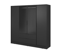 Szafa 4- Drzwiowa z Szufladami + Szkło 4D2SZ 206cm Czarna KALI PS -4 Kolory