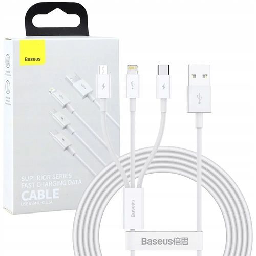 Kabel USB 3w1 BASEUS USB micro USB Lightning 1.2m na Arena.pl