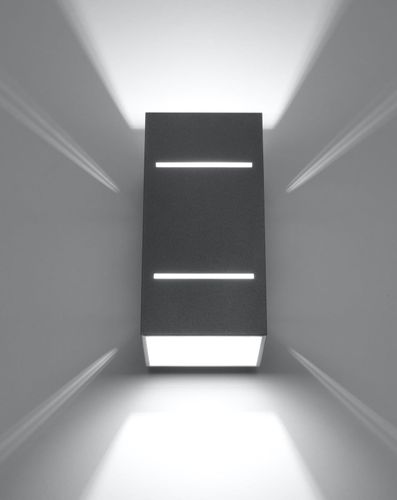 Kinkiet LAMPA ścienna SL.0479 metalowa OPRAWA prostokątna z wycięciami szara na Arena.pl