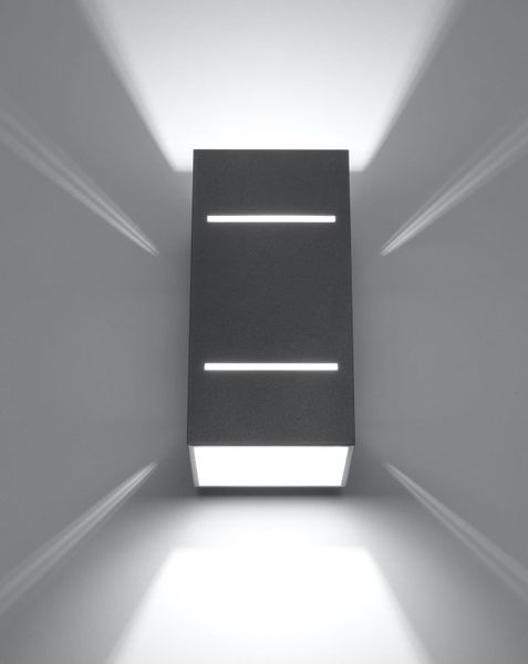 Kinkiet LAMPA ścienna SL.0479 metalowa OPRAWA prostokątna z wycięciami szara zdjęcie 2