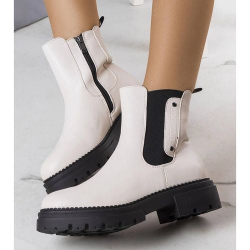 Kremowe ocieplane botki r.40 na Arena.pl