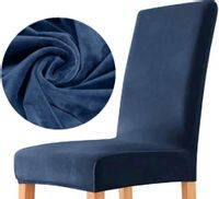 POKROWIEC NA KRZESŁO WELUR PREMIUM AKSAMIT ELASTYCZNY GRANATOWY