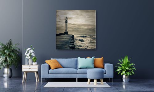 OBRAZ NA PŁÓTNIE 054 Latarnia morska 70x70cm na Arena.pl
