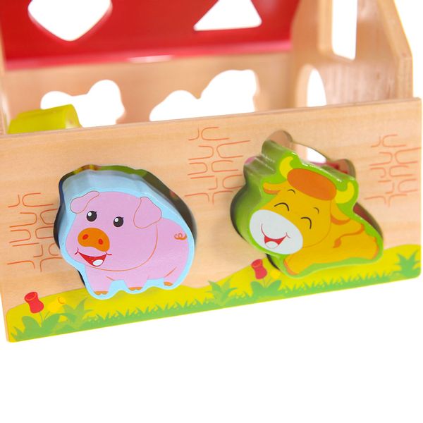 Drewniany Domek, Farma Sorter Z Klockami Ecotoys zdjęcie 8