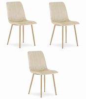 Krzesło LAVA - jasny beż aksamit / nogi kolor drewna x 3