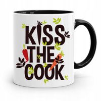 Kubek Czarny Dla Kucharza Kucharki Kiss The Cook Z Nadrukiem Ze Zdjęciem