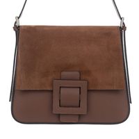 VERA PELLE torebka skórzana duża listonoszka na ramię V506 brązowa
