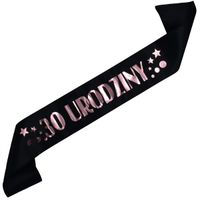 Czarna szarfa z różowo-złotym nadrukiem 30 urodziny