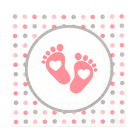 serwetki różowe baby shower stopki wózek 15szt