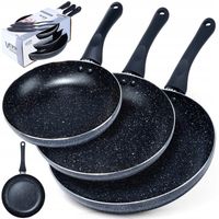 3x Patelnia GRANITOWA do smażenia duszenia zestaw patelni VILDE 20 24 28 cm