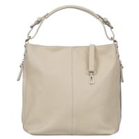 VERA PELLE torebka skórzana elegancka worek z paskiem V566 kremowa