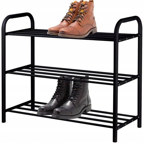 SZAFKA PÓŁKA NA BUTY OBUWIE STOJAK REGAŁ LOFT CZARNA 3-POZIOMOWA na Arena.pl
