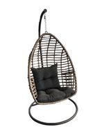 Fotel wiszący z brązowego  technorattanu PIATTO