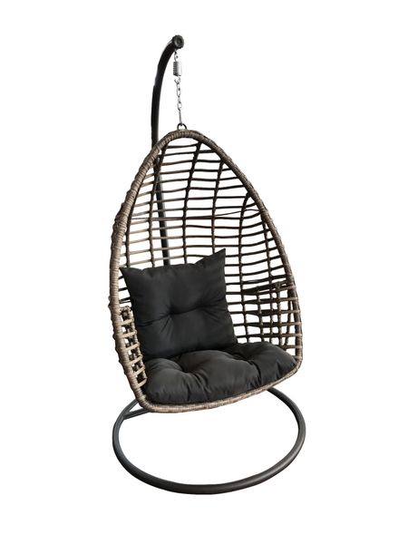 Fotel wiszący z brązowego  technorattanu PIATTO zdjęcie 1