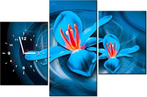 60CM 90 ZEGAR 3 ELEM NIEBIESKIE KOSMICZNE KWIATY JAKUB BANAŚ ŚCIENNY na Arena.pl