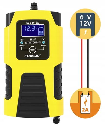 Prostownik Samochodowy do Akumulatorów 6V 12V 2A Ładowarka FUNKCJA NAPRAWY na Arena.pl
