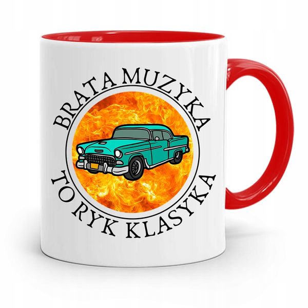 Kubek Czerwony Dla Brata Muzyka To Ryk Klasyka Z Nadrukiem Ze Zdjęciem zdjęcie 1