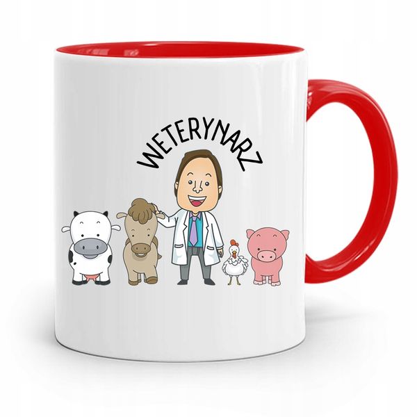 Kubek Czerwony Weterynarza Weterynarz Prezent Z Nadrukiem Ze Zdjęciem zdjęcie 1