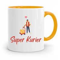 Kubek Żółty Dla Kuriera Super Kurier Prezent Z Nadrukiem Ze Zdjęciem