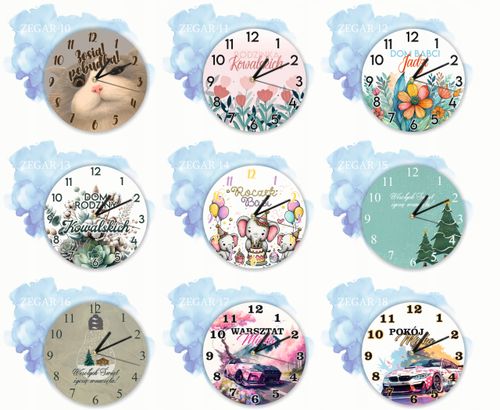 ZEGAR ścienny PREZENT duży wybór wzorów DLA DZIECKA z imieniem na Arena.pl