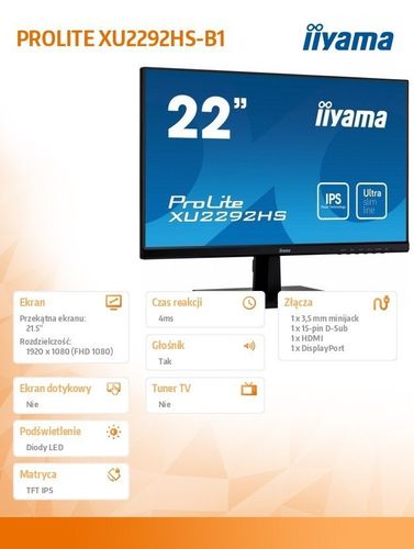 Monitor 21,5 XU2292HS IPS HDMI/VGA/DP/SLIM na Arena.pl