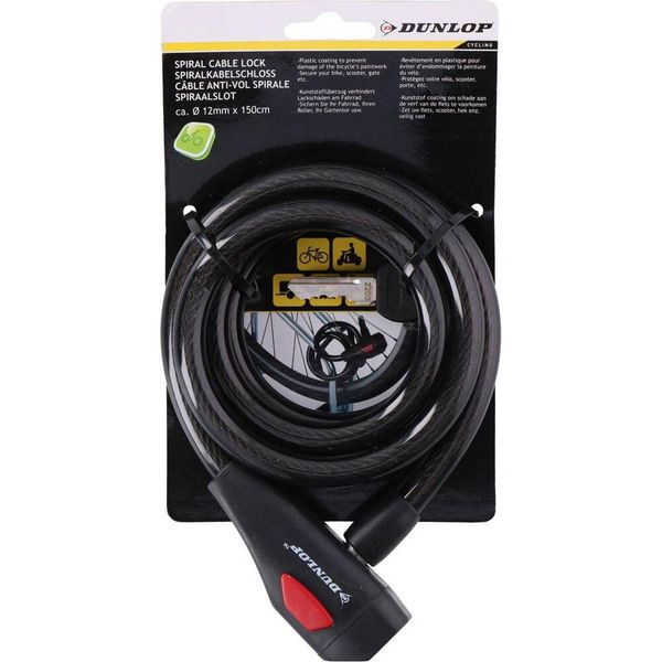 Zapięcie rowerowe Dunlop spiral cable lock 12 mm 150 cm ST 75570 zdjęcie 4