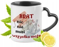 Dla Brata Kubek Czarny Z Uszkiem W Kształcie Serca Na Prezent Z Nadrukiem