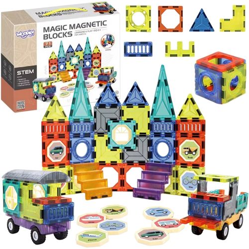 WOOPIE Klocki Magnetyczne 3D Zestaw Zamek Pojazdy 71el. na Arena.pl