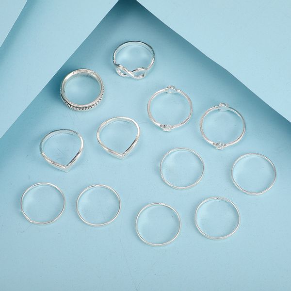 Srebrny ZESTAW PIERŚCIONKÓW RETRO PUNK BOHO 04 zdjęcie 3