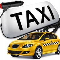 LAMPA TAXI LED BIAŁA Z NAPISEM KOGUT SYGNALIZATOR GAPA NA MAGNES Z WTYCZKĄ
