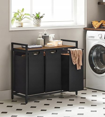 Kosz wolnostojący 3 PRZEGRÓDKI na pranie 3x38L 92,5x33x71 VINTAGE z na Arena.pl