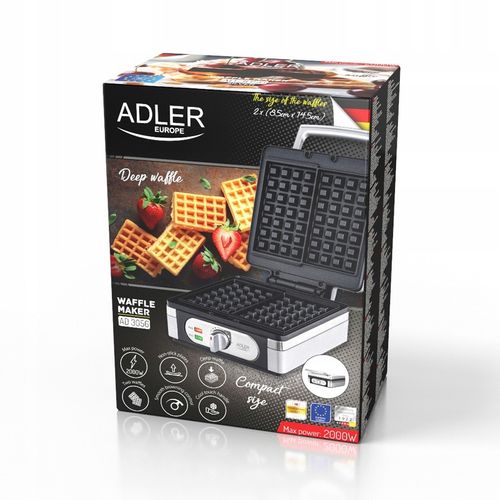 GOFROWNICA XXL 2000W,Limitowana Seria Silver Adler,DUŻA MOC, 2 DUŻE Gofry na Arena.pl