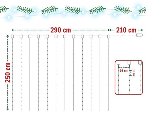 Kurtyna świetlna 300 LED biały zimny + flash bez haczyków na Arena.pl