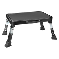 Podnóżek Składany Regulowany Stalowy Antypoślizgowy 3 Poziomy Czarny