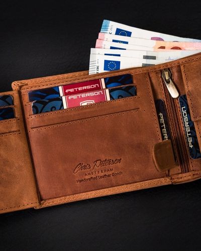 Portfel skórzany męski RFID pojemny na prezent brązowy nubukowy Peterson na Arena.pl